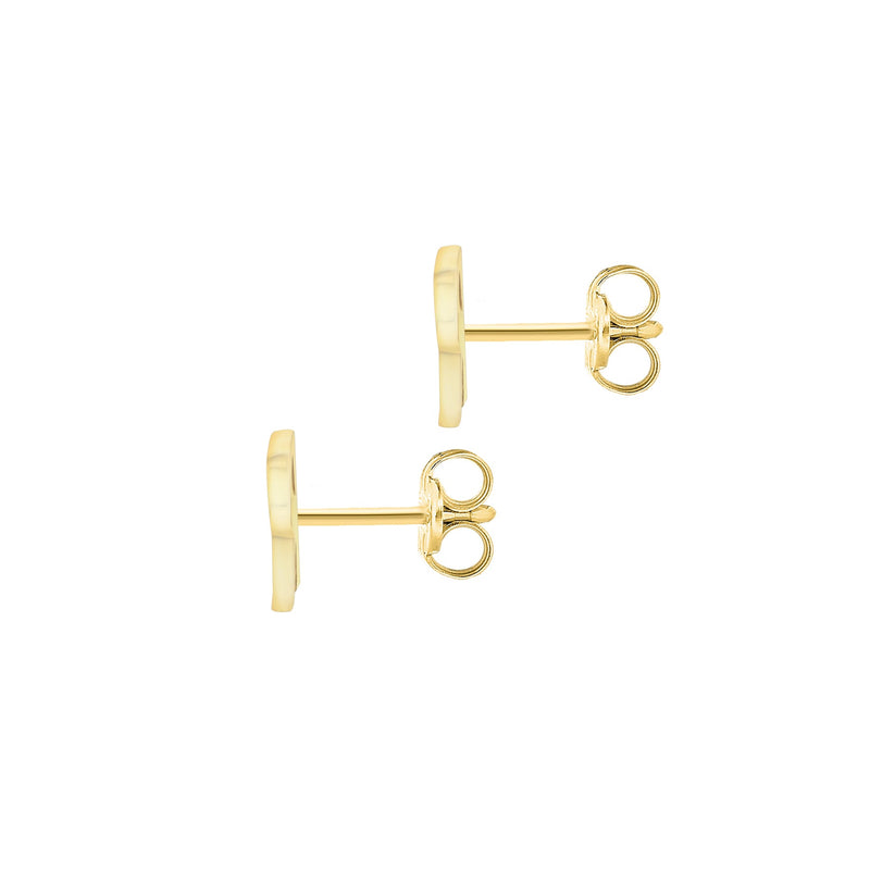 9ct Yellow Gold Cubic Zirconia CZ Serif Initial R Stud Earrings — back