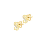 9ct Yellow Gold Cubic Zirconia CZ Serif Initial S Stud Earrings — side