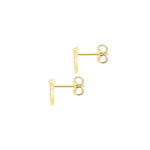 9ct Yellow Gold Cubic Zirconia CZ Serif Initial T Stud Earrings — back