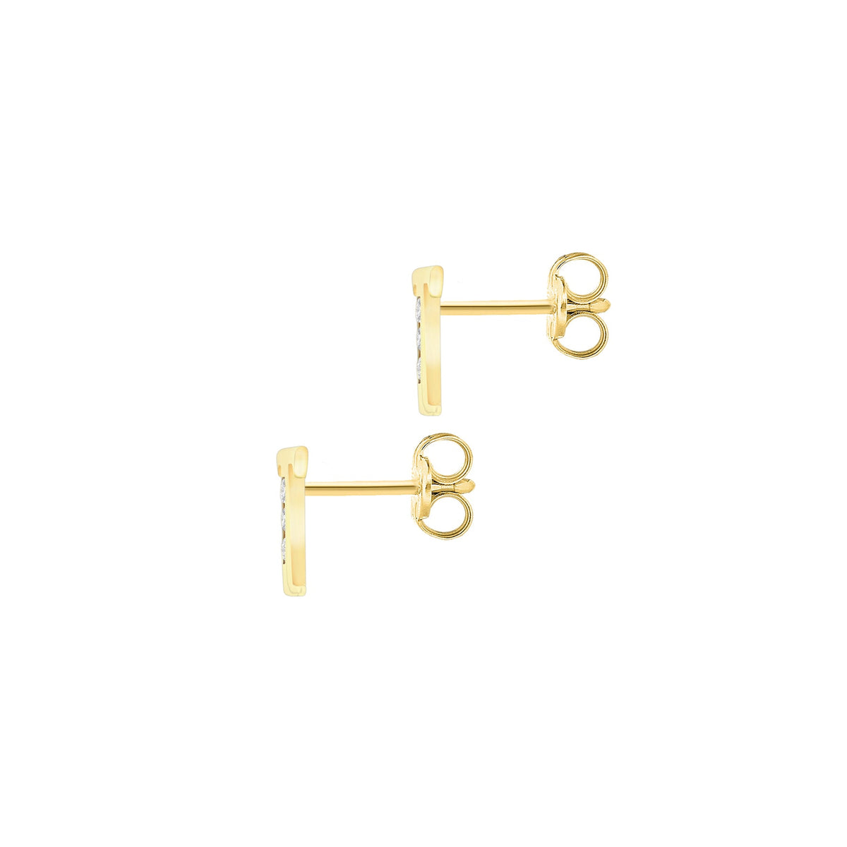 9ct Yellow Gold Cubic Zirconia CZ Serif Initial T Stud Earrings — back