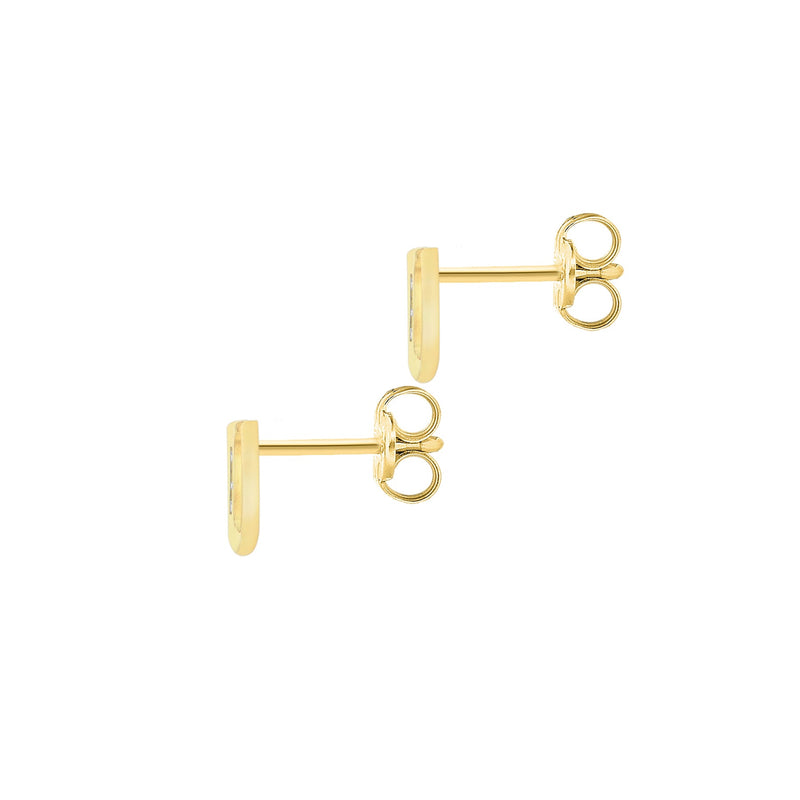 9ct Yellow Gold Cubic Zirconia CZ Serif Initial U Stud Earrings — back
