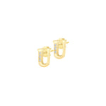 9ct Yellow Gold Cubic Zirconia CZ Serif Initial U Stud Earrings — side