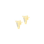 9ct Yellow Gold Cubic Zirconia CZ Serif Initial V Stud Earrings — side