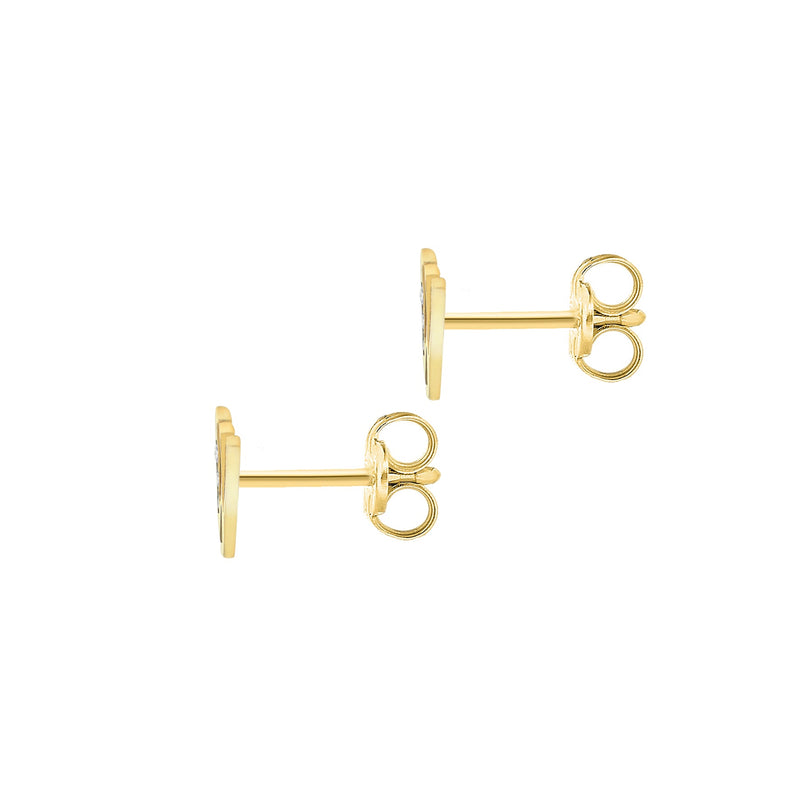 9ct Yellow Gold Cubic Zirconia CZ Serif Initial W Stud Earrings — back