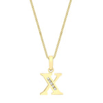 9ct Yellow Gold Cubic Zirconia CZ Serif Initial X Pendant