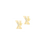 9ct Yellow Gold Cubic Zirconia CZ Serif Initial X Stud Earrings — side