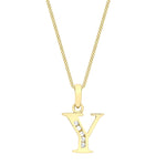 9ct Yellow Gold Cubic Zirconia CZ Serif Initial Y Pendant