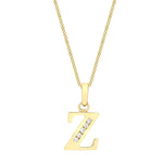 9ct Yellow Gold Cubic Zirconia CZ Serif Initial Z Pendant