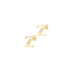 9ct Yellow Gold Cubic Zirconia CZ Serif Initial Z Stud Earrings — side