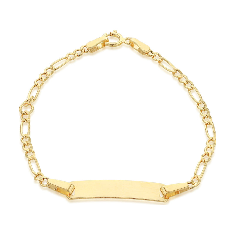 9ct Yellow Gold Child's Adjustable Figaro ID Bracelet