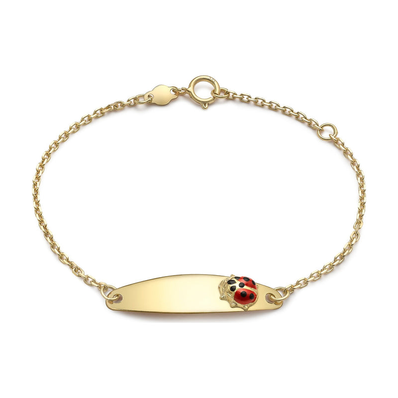 9ct Yellow Gold Child's Adjustable ID Bracelet with Ladybird