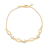 9ct Yellow Gold Cubic Zirconia CZ Twisted Wave Bracelet