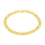9ct Yellow Gold Curb and Bar Link Bracelet — 6mm