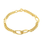 9ct Yellow Gold Curb Bracelet with Double Oval Link Centre