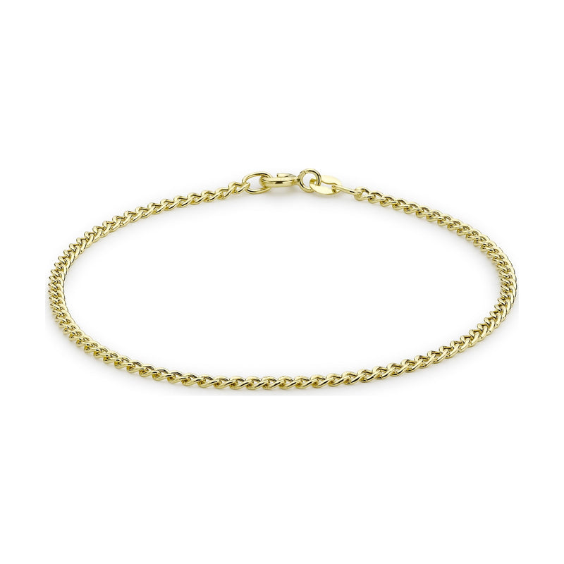 9ct Yellow Gold Curb Chain Bracelet — 2mm