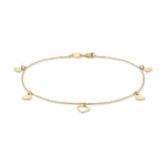 9ct Yellow Gold Dangling Hearts Bracelet