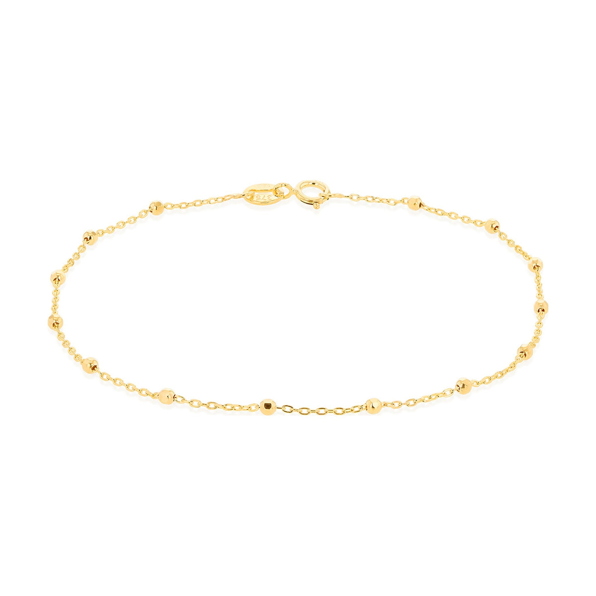 9ct Yellow Gold Diamond Cut Ball Trace Bracelet