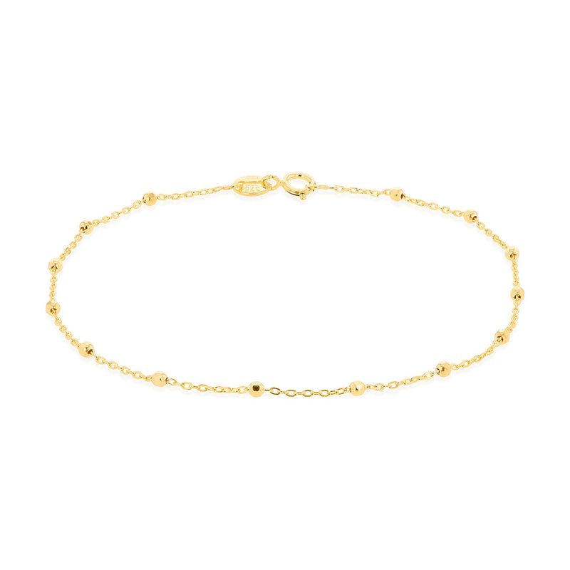 9ct Yellow Gold Diamond Cut Ball Trace Bracelet