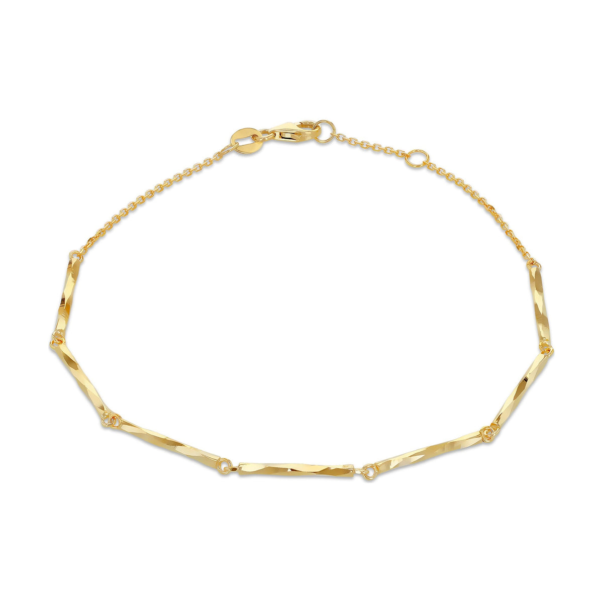 9ct Yellow Gold Diamond Cut Bar Trace Bracelet