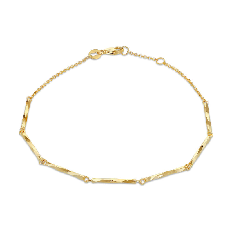 9ct Yellow Gold Diamond Cut Bar Trace Bracelet