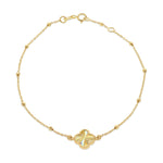 9ct Yellow Gold Diamond Cut Clover and Bead Bracelet