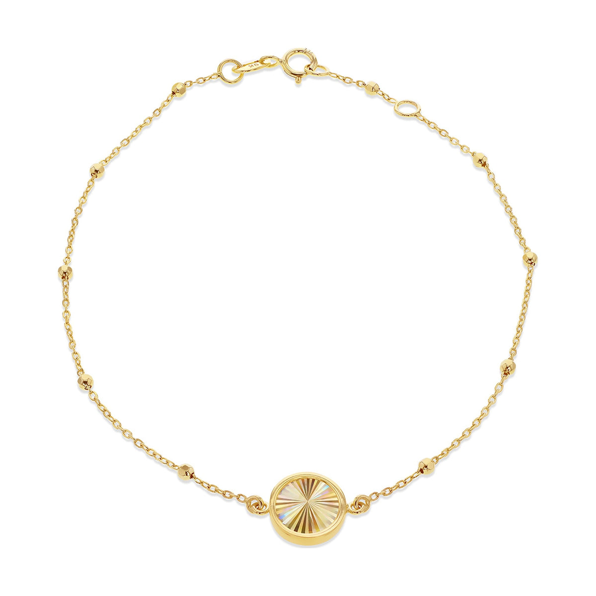 9ct Yellow Gold Diamond Cut Disc and Bead Bracelet