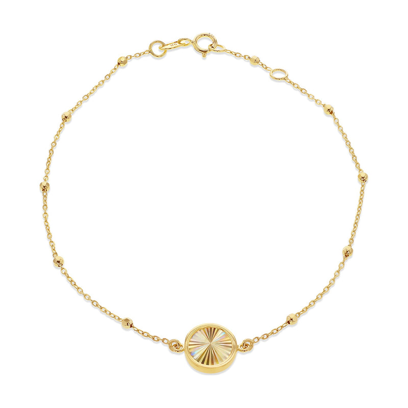 9ct Yellow Gold Diamond Cut Disc and Bead Bracelet