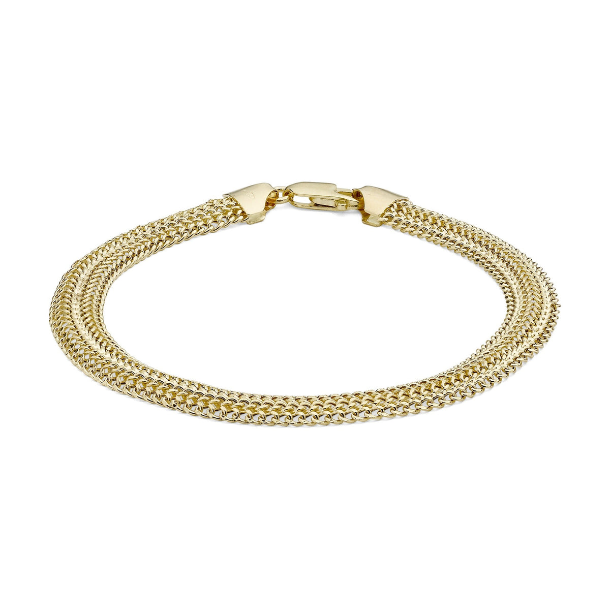 9ct Yellow Gold Diamond Cut Domed Four Row Curb Bracelet