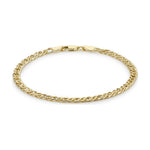 9ct Yellow Gold Diamond Cut Double Curb Bracelet — 4mm