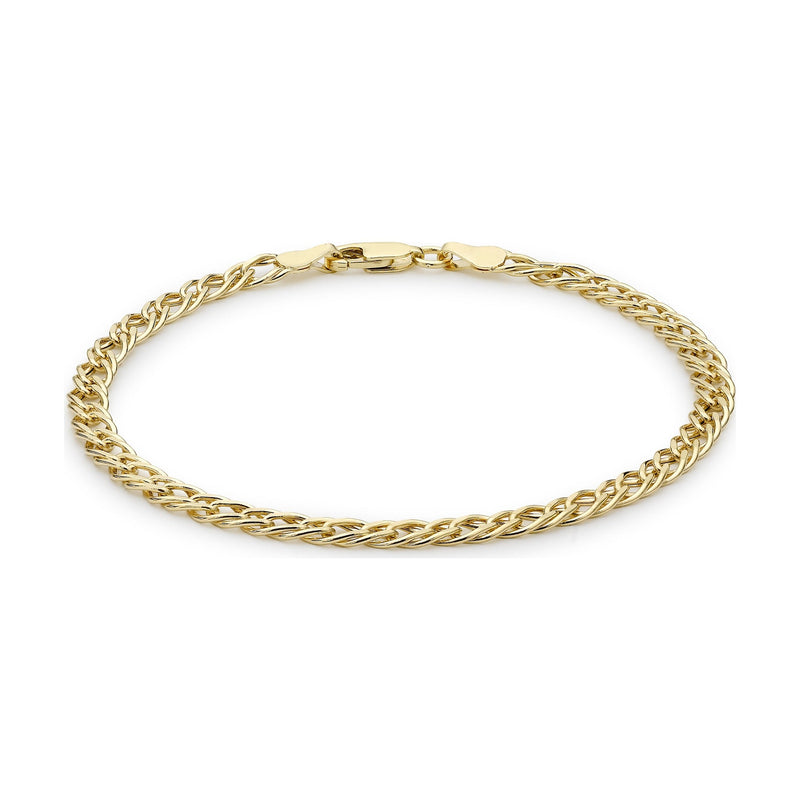 9ct Yellow Gold Diamond Cut Double Curb Bracelet — 4mm