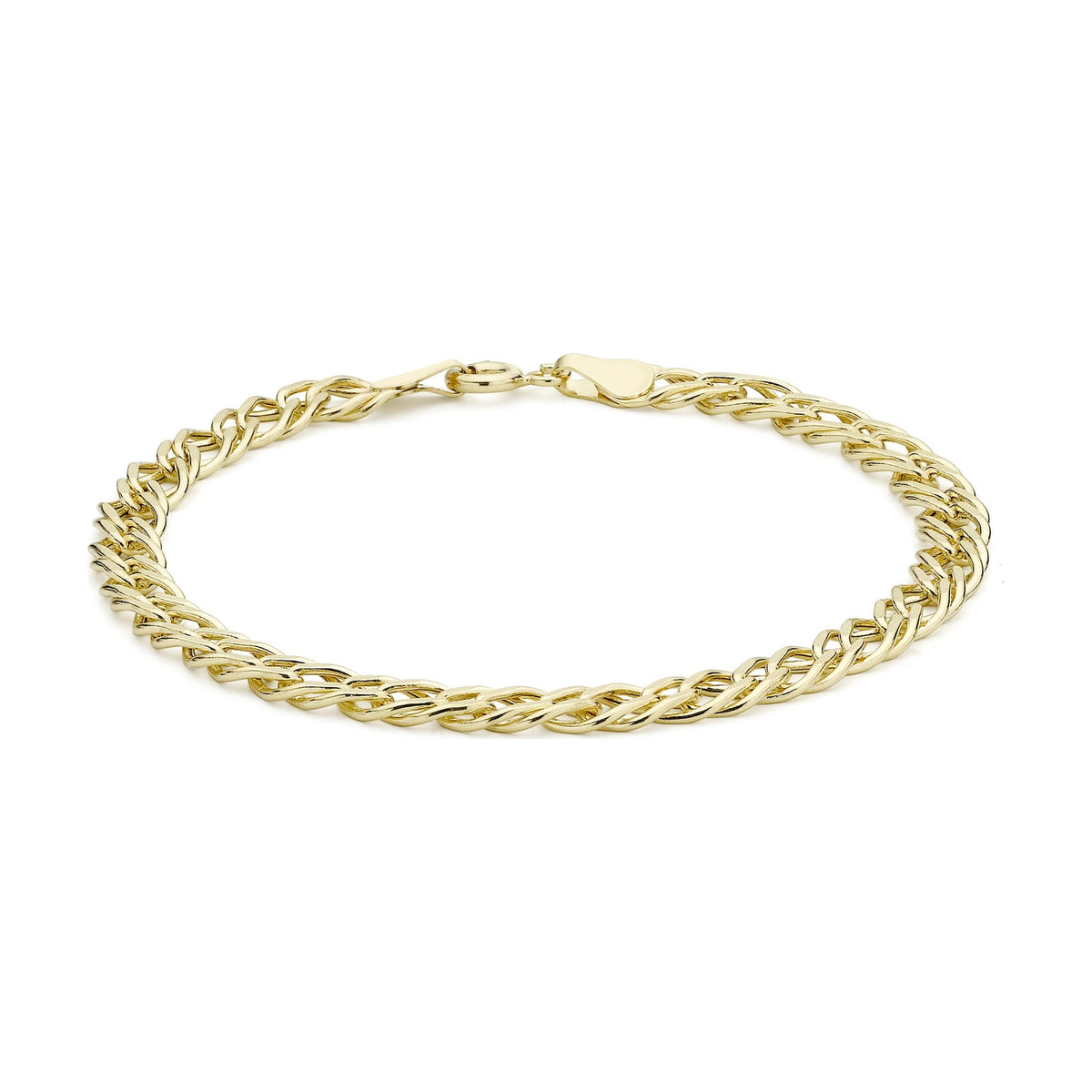 9ct Yellow Gold Diamond Cut Double Curb Bracelet — 5mm