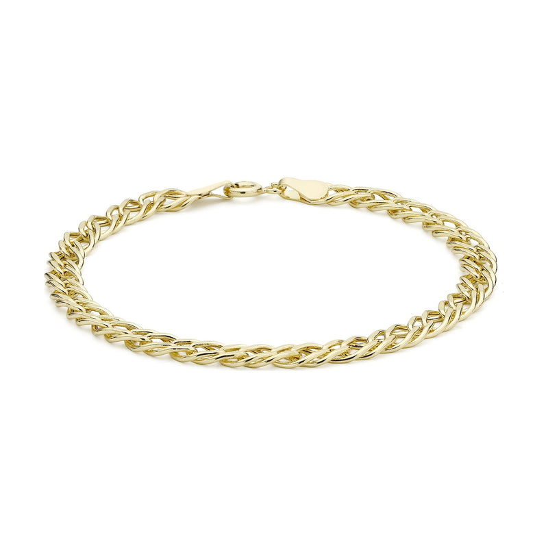 9ct Yellow Gold Diamond Cut Double Curb Bracelet — 5mm