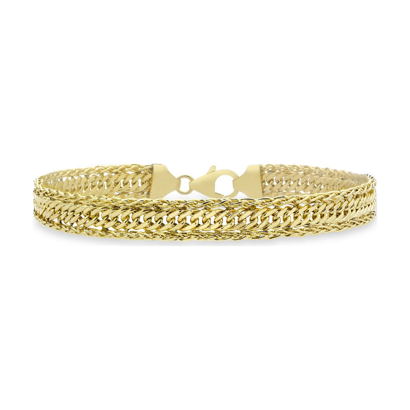 9ct Yellow Gold Diamond Cut Double Curb Bracelet — 7mm