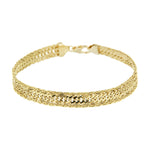 9ct Yellow Gold Diamond Cut Double Curb Bracelet — 7mm