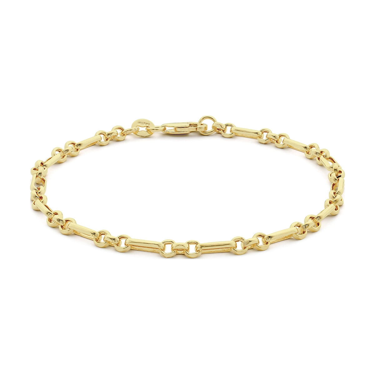 9ct Yellow Gold Diamond Cut Figaro Belcher Bracelet — 3.4mm