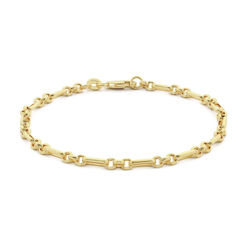 9ct Yellow Gold Diamond Cut Figaro Belcher Bracelet — 3.4mm
