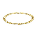 9ct Yellow Gold Diamond Cut Figaro Bracelet — 6mm