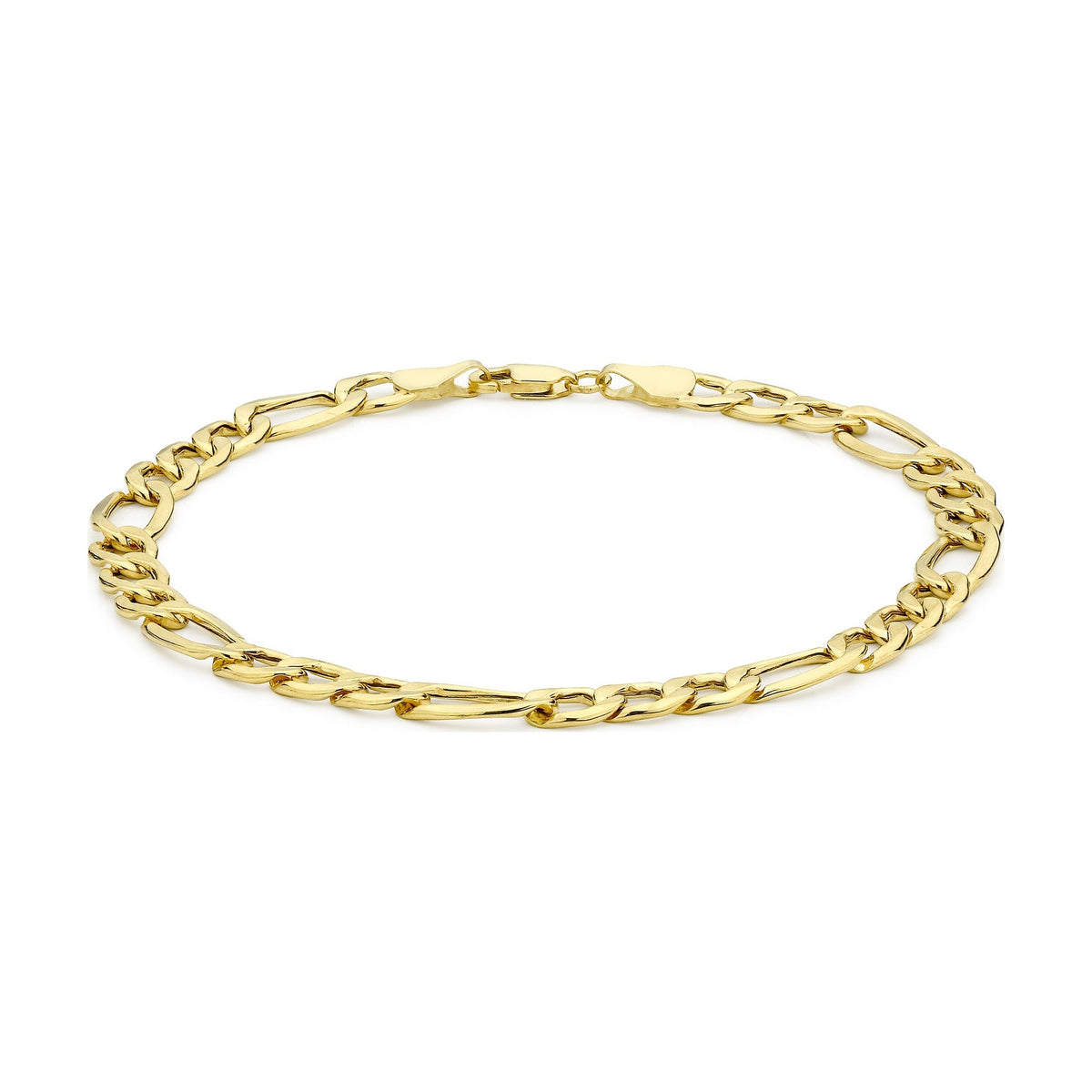 9ct Yellow Gold Diamond Cut Figaro Bracelet — 6mm