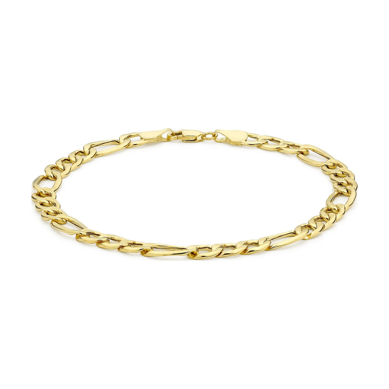 9ct Yellow Gold Diamond Cut Figaro Bracelet — 6mm