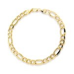 9ct Yellow Gold Diamond Cut Figaro Bracelet — 6mm