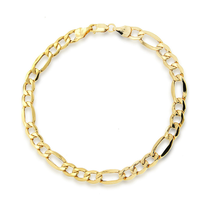 9ct Yellow Gold Diamond Cut Figaro Bracelet — 6mm