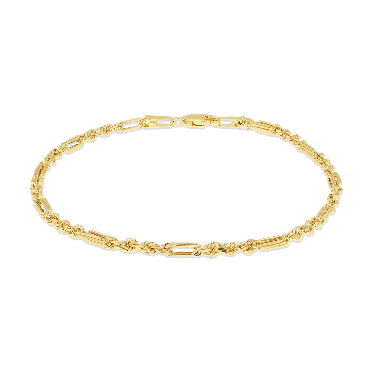 9ct Yellow Gold Diamond Cut Figarope Bracelet — 1.4mm