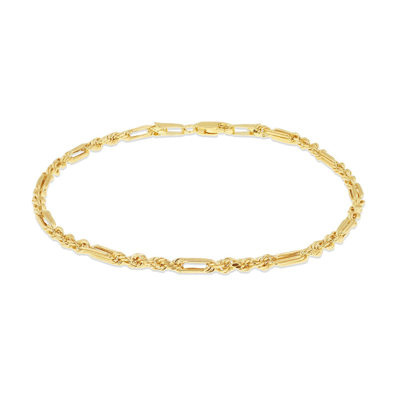 9ct Yellow Gold Diamond Cut Figarope Bracelet — 1.4mm