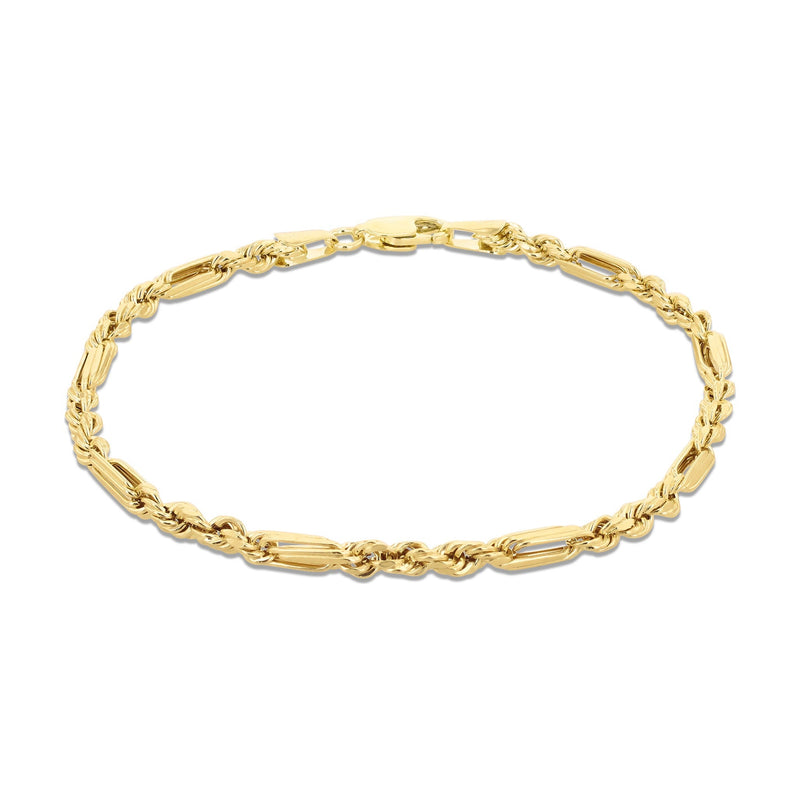 9ct Yellow Gold Diamond Cut Figarope Bracelet — 2.8mm