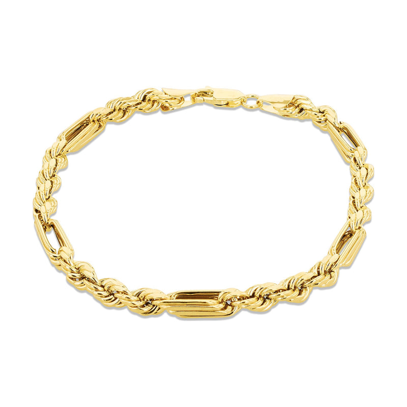 9ct Yellow Gold Diamond Cut Figarope Bracelet — 4.4mm