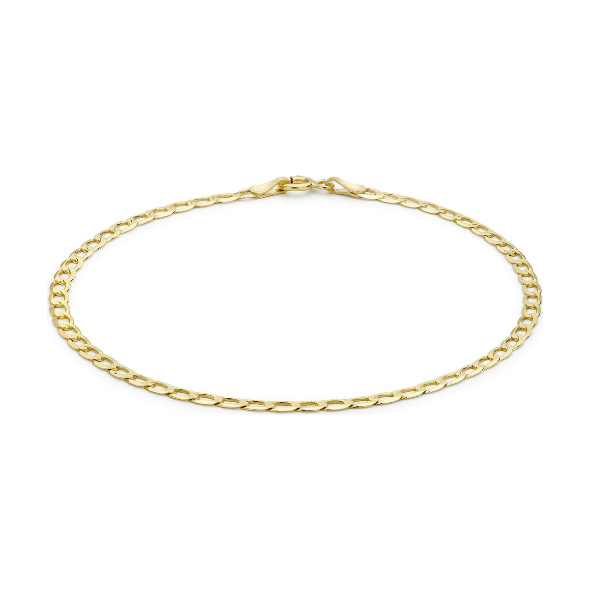 9ct Yellow Gold Diamond Cut Flat Curb Bracelet — 2mm