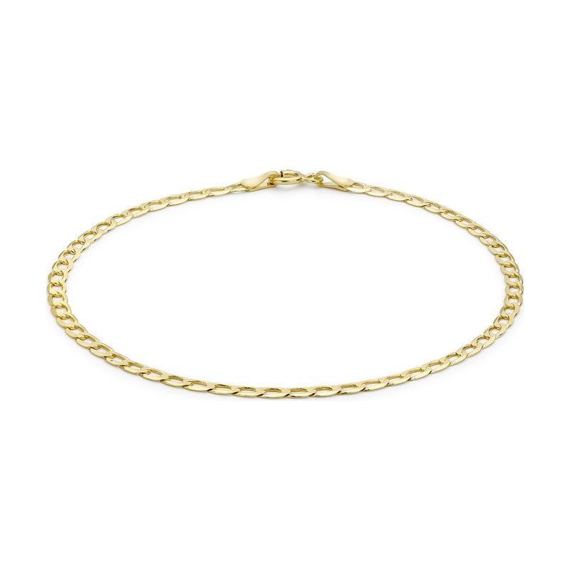 9ct Yellow Gold Diamond Cut Flat Curb Bracelet — 2mm