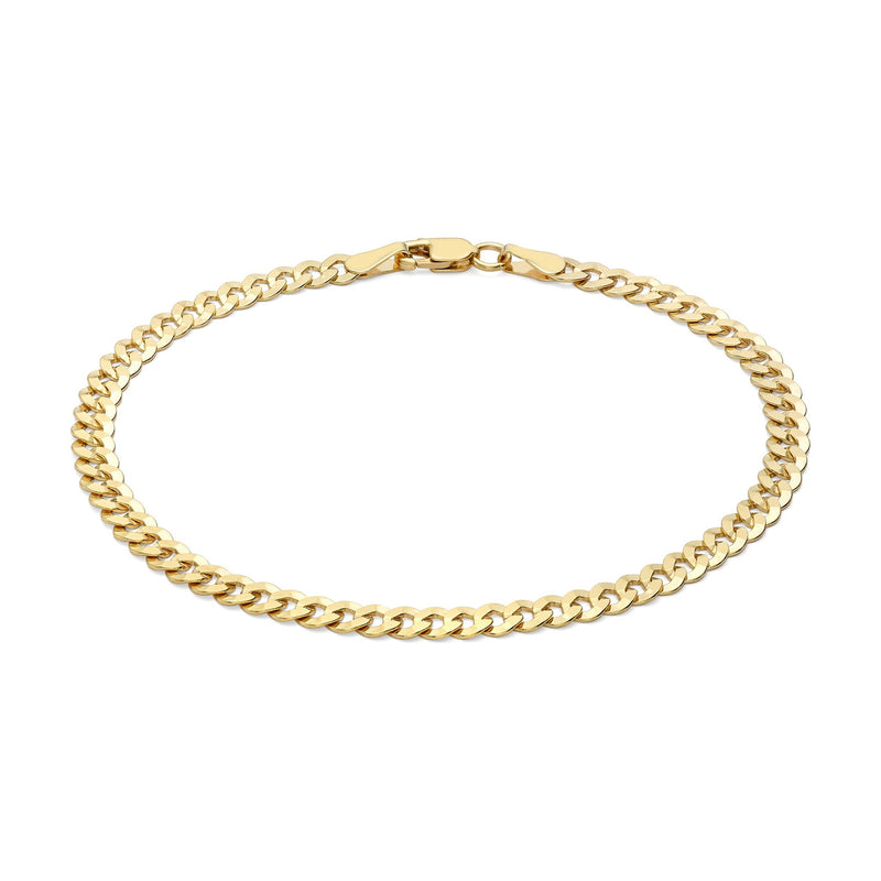 9ct Yellow Gold Diamond Cut Flat Curb Bracelet — 4.1mm