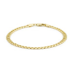 9ct Yellow Gold Diamond Cut Flat Curb Bracelet — 4mm