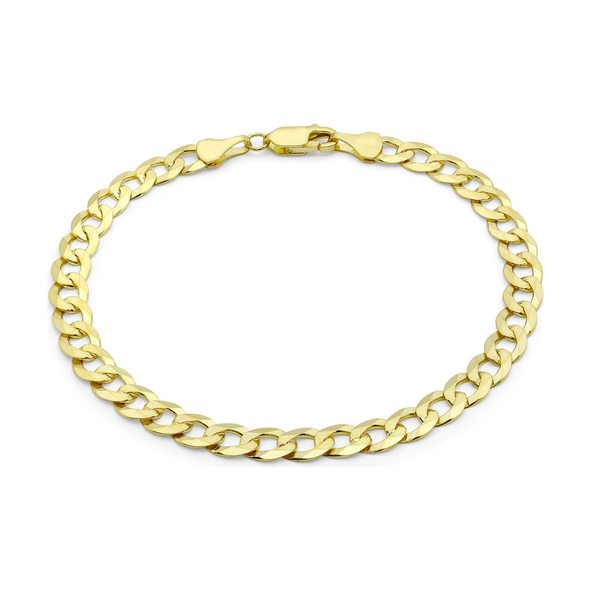 9ct Yellow Gold Diamond Cut Flat Curb Bracelet — 5.7mm